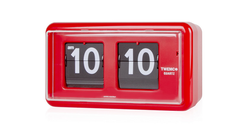 TWEMCO Rectangular Style Retro Bedroom Desktop Flip Clock QT30 Red - GQT30R